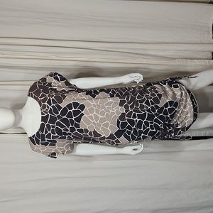 New York & Co Giraffe XLARGE Brown,  Beige, White Snitch up Sides Dress